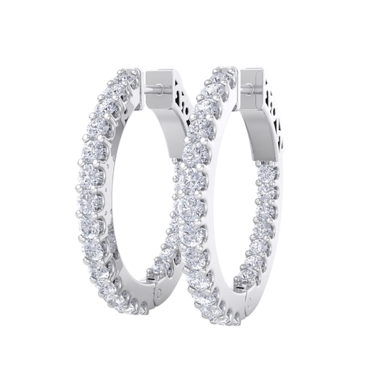 Diamond eternity hoop earrings in white gold with white diamonds of 1.50 ct in weight 