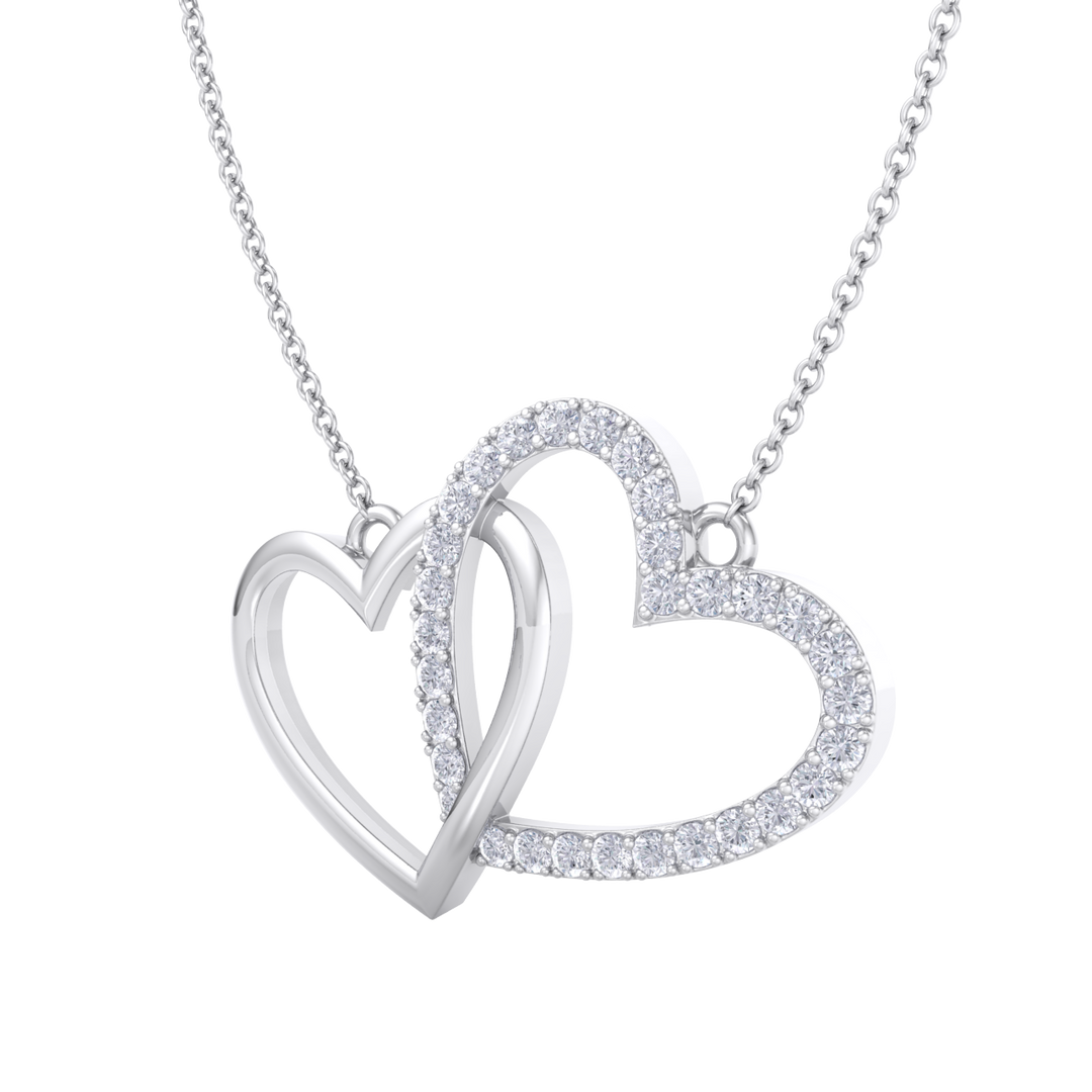 Cute Hearts Pendant in white gold with white diamonds of 0.61 ct in weigh