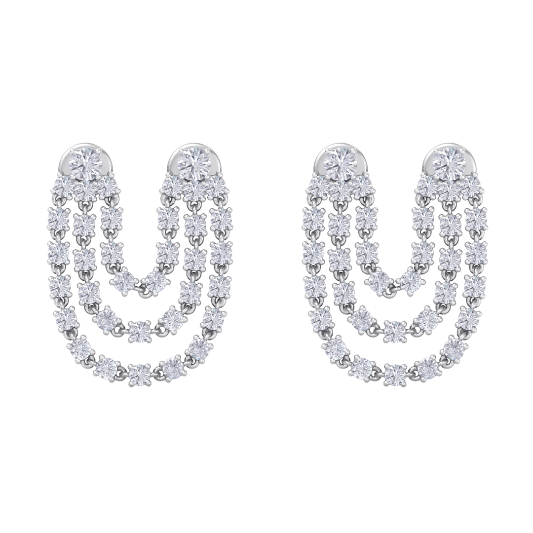 Duo diamond earrings in white gold with white diamonds of 2.44 ct in weight