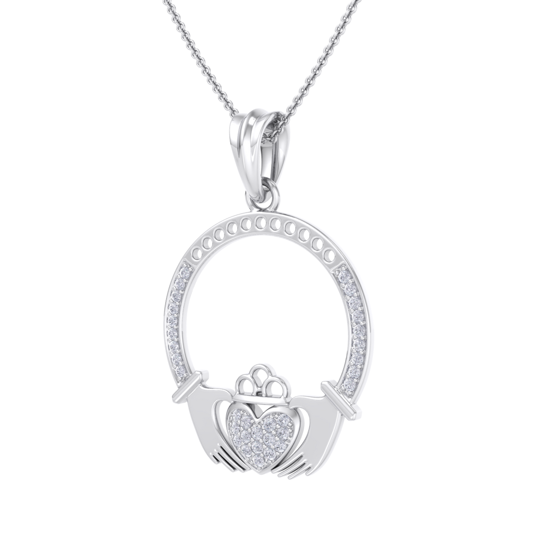Love pendant in white gold with white diamonds in white gold with white diamonds of 0.19 ct in weight