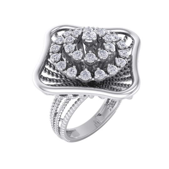 Statement ring in white gold with white diamonds of 0.98 ct in weight