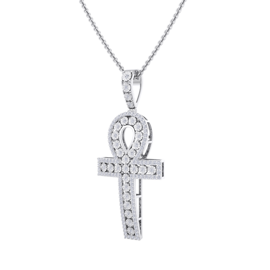 Ankh pendant in white gold with white diamonds of 1.77 ct in weight