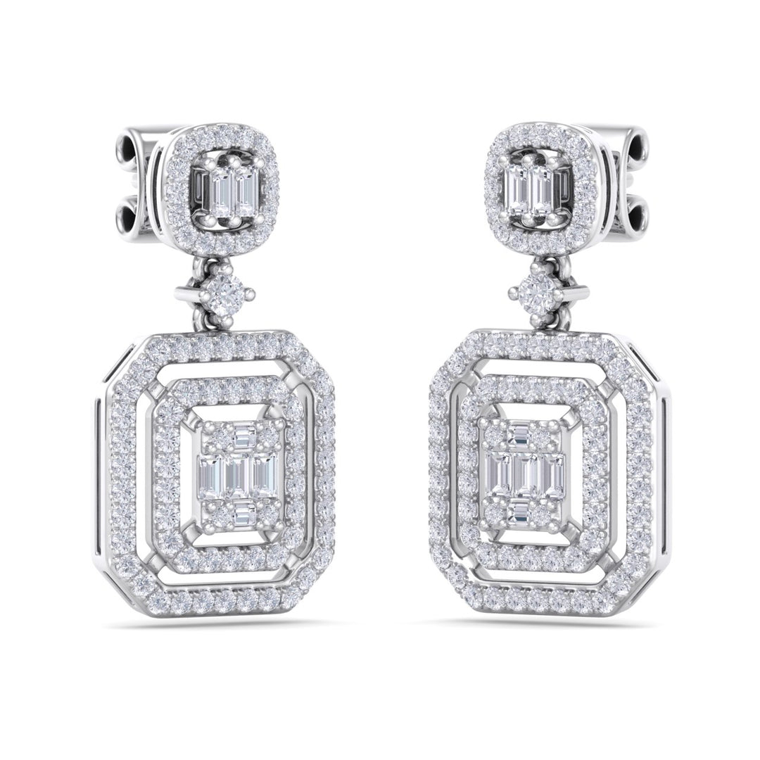 Beautiful Earrings in yellow gold with white diamonds of 0.83 in weight