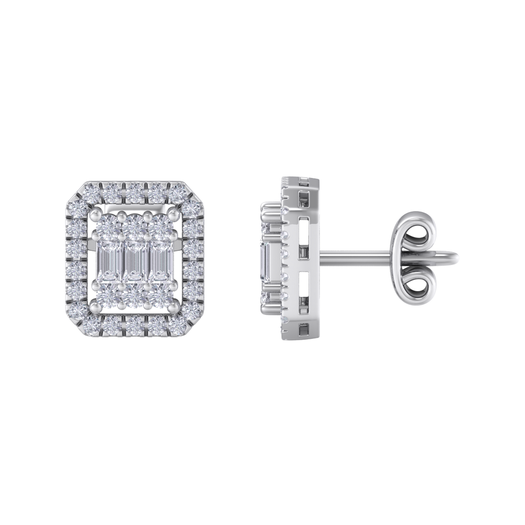 Square stud earrings in rose gold with white diamonds of 0.40 ct in weight 