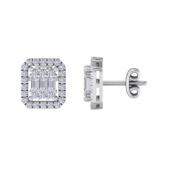 Square stud earrings in rose gold with white diamonds of 0.40 ct in weight 