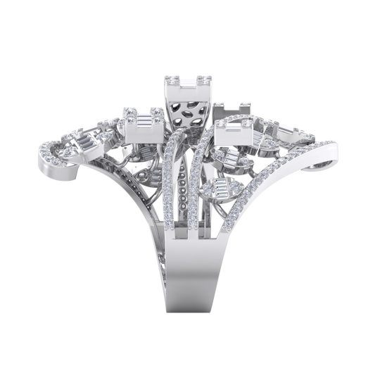 Statement diamond ring in white gold with white diamonds of 1.68 ct in weight