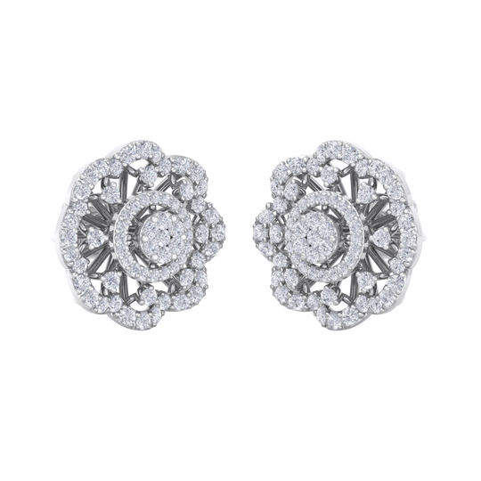 Stud earrings in white gold with white diamonds of 1.14 ct in weight