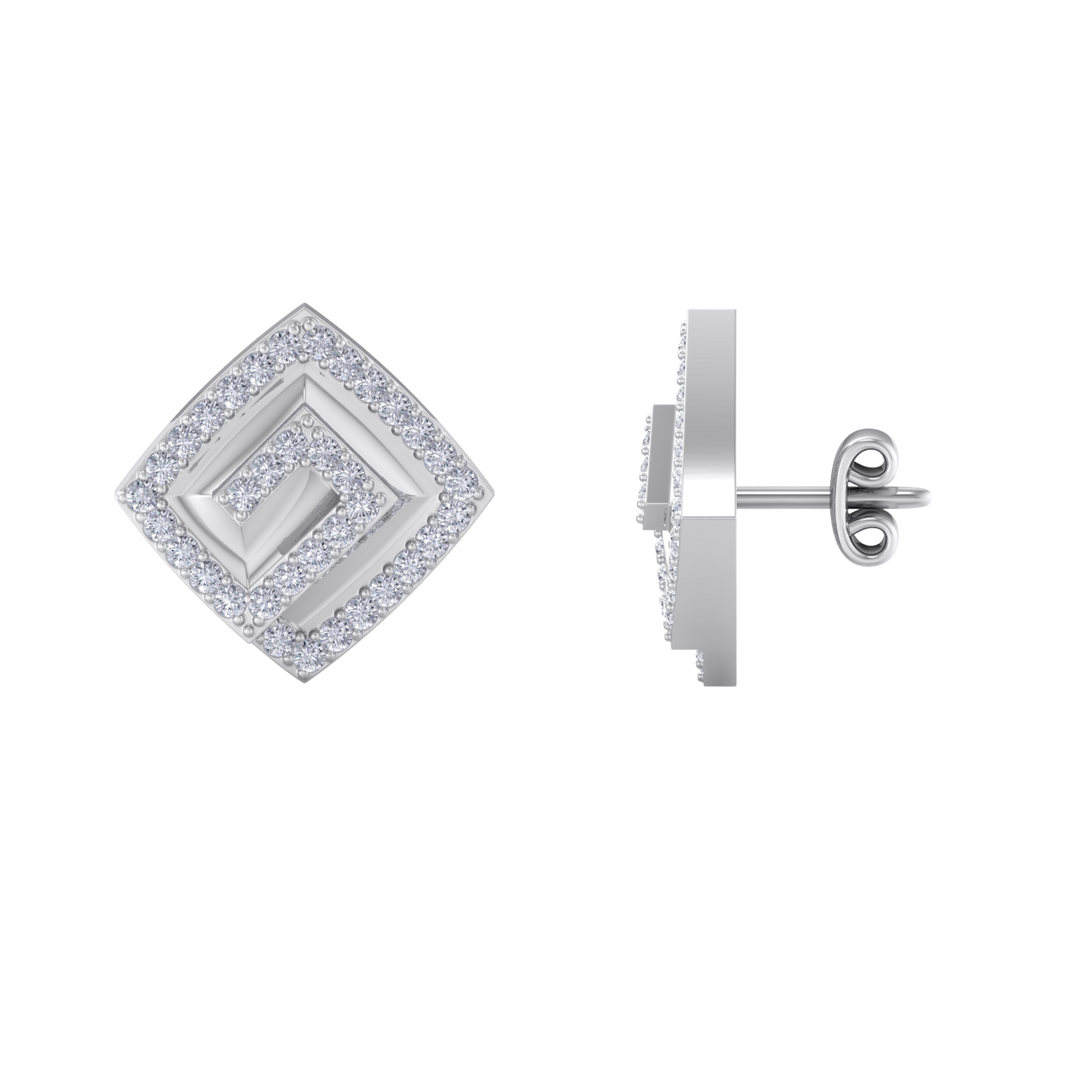 Square diamond earrings in yellow gold with white diamonds of 0.58 ct in weight