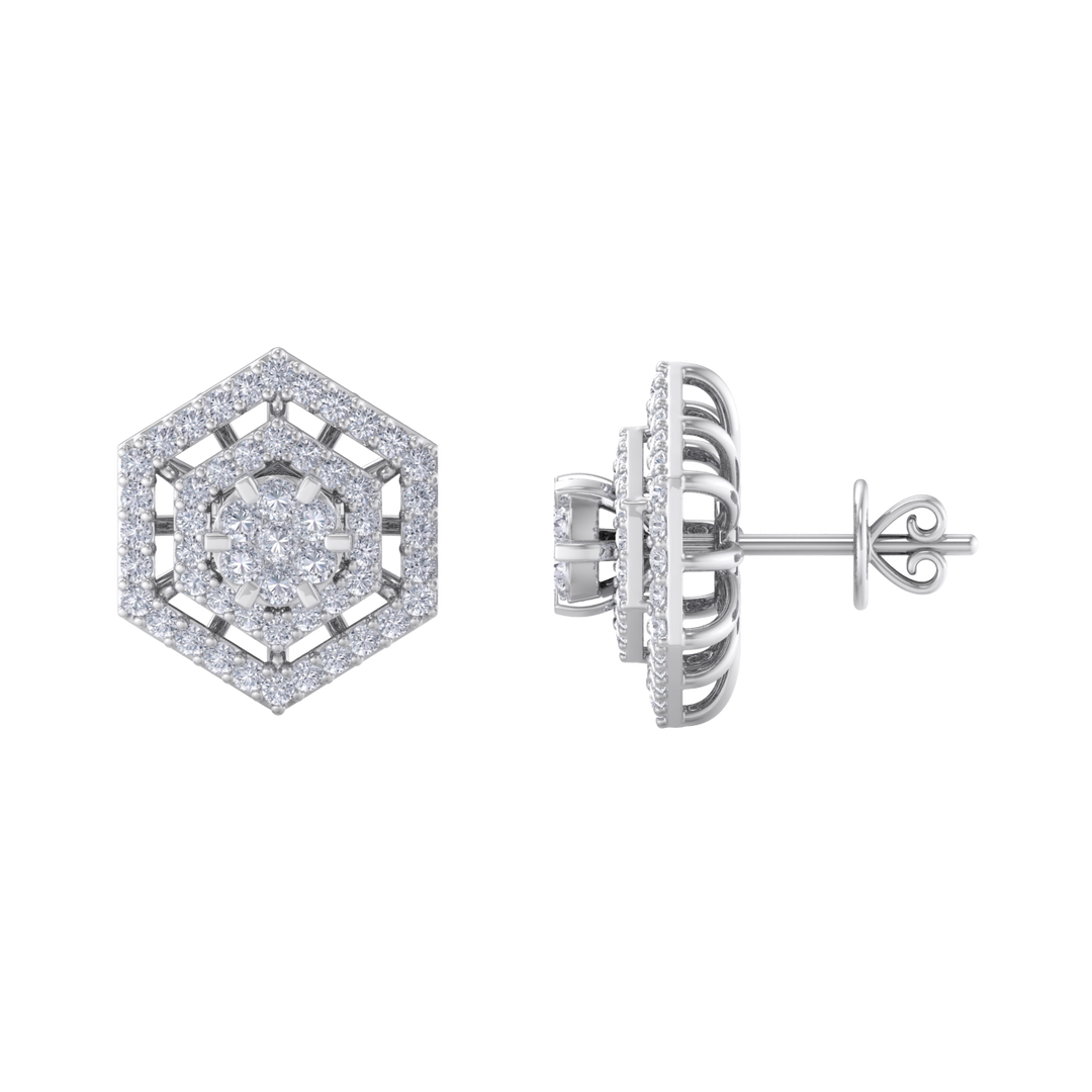 Stud earrings in white gold with white diamonds of 1.45 ct in weight
