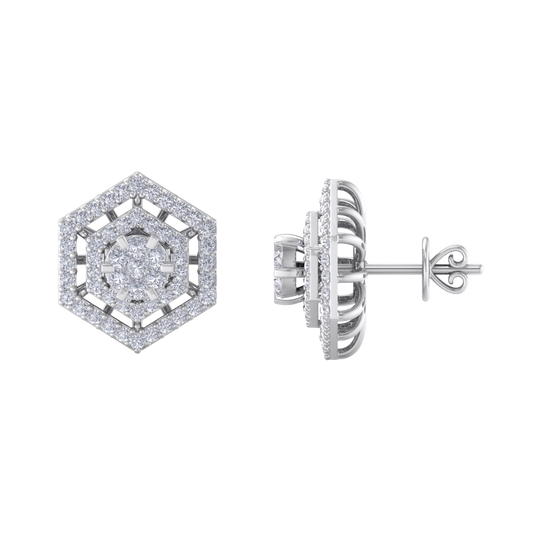 Stud earrings in white gold with white diamonds of 1.45 ct in weight