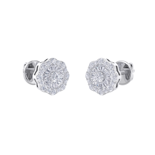 Round shaped stud earrings in white gold with white diamonds of 0.65 ct in weight
