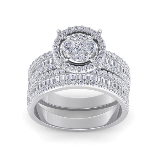 Bridal set in white gold with white diamonds of 1.24 ct in weight