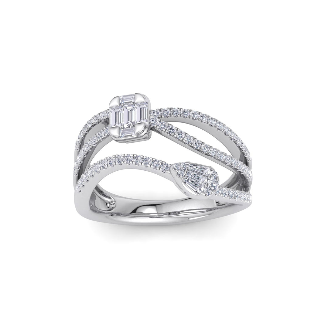 Multi-band ring in white gold with white diamonds of 0.83 in weight