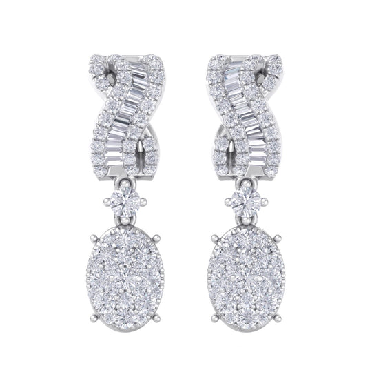 Drop earrings in yellow gold with white diamonds of 1.17 ct in weight