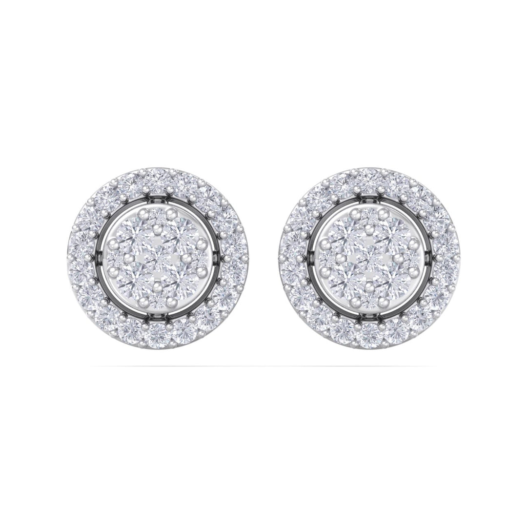 Halo stud earrings in yellow gold with white diamonds of 0.37 ct in weight