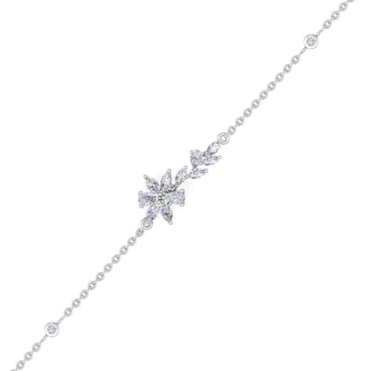 Flower bracelet in rose gold with white diamonds of 0.97 ct in weight - HER DIAMONDS®