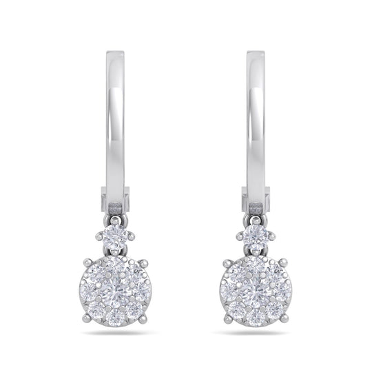 Elegant round drop earrings in white gold with white diamonds of 0.44 ct in weight - HER DIAMONDS®
