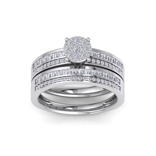 Bridal set in white gold with white diamonds of 0.76 ct in weight