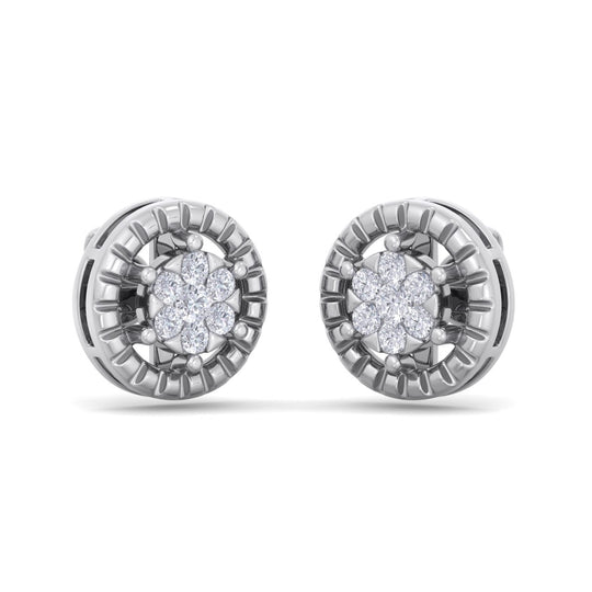 Classic round stud earrings in white gold with white diamonds of 0.48 ct in weight - HER DIAMONDS®