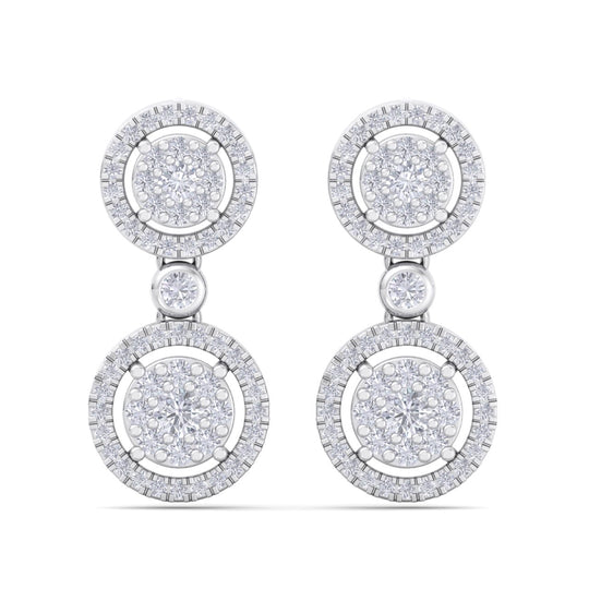 Elegant round drop earrings in yellow gold with white diamonds of 1.24 ct in weight - HER DIAMONDS®