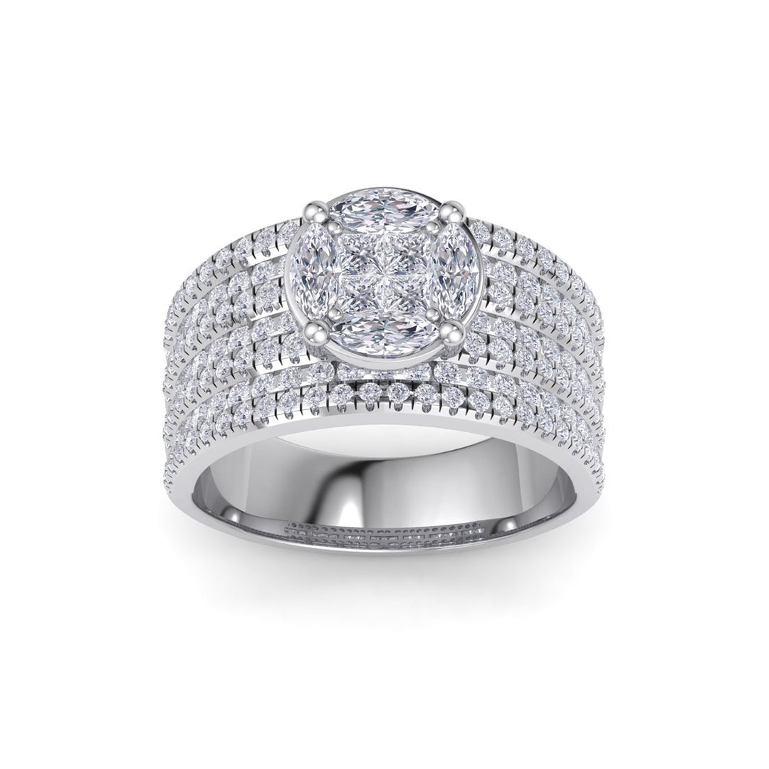 Solitaire ring in white gold with white diamonds of 1.71 ct in weight