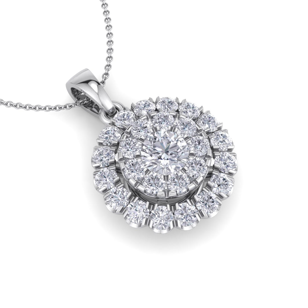 Round pendant necklace in white gold with white diamonds of 0.71 ct in weight - HER DIAMONDS®