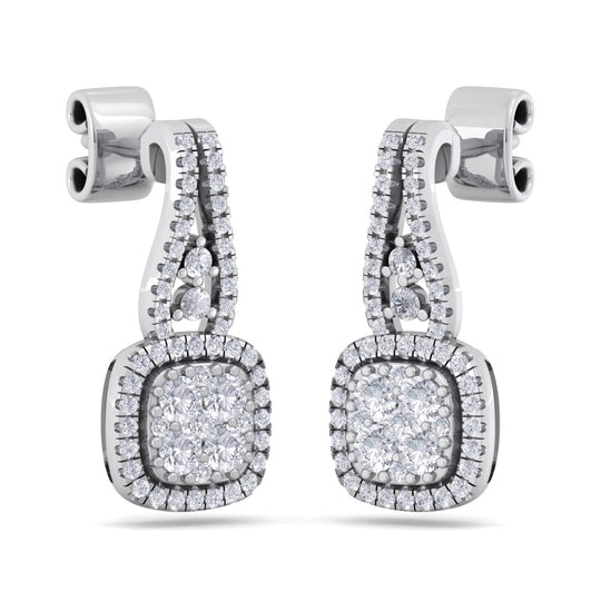 Square earrings in yellow gold with white diamonds of 0.73 ct in weight - HER DIAMONDS®
