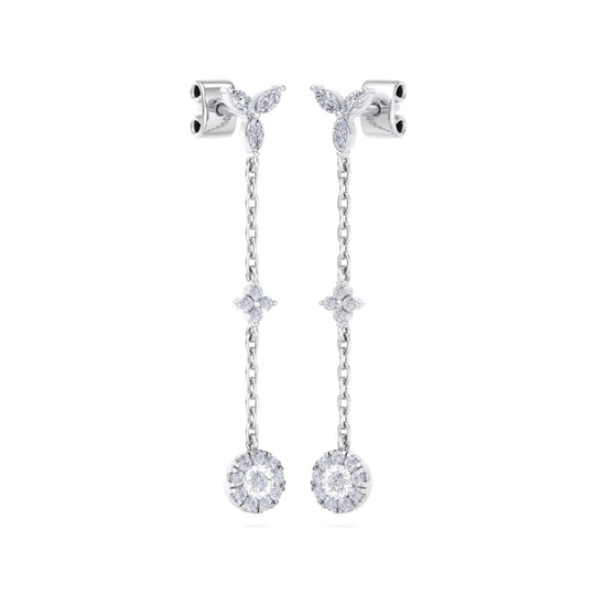 Drop earrings with miracle plate in white gold with white diamonds of 0.47 ct in weight