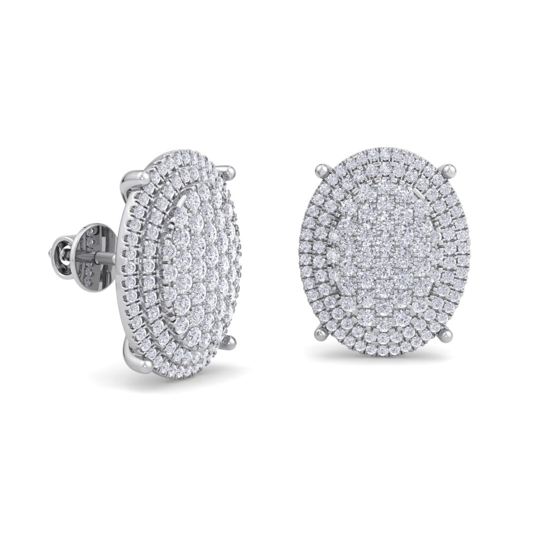 Petite oval shaped earrings in yellow gold with white diamonds of 1.35 ct - HER DIAMONDS®