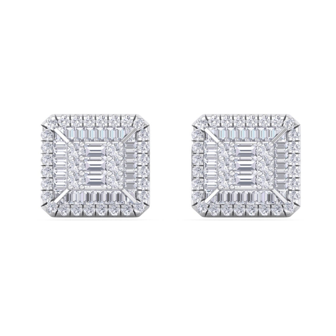 Square stud earrings in rose gold with white diamonds of 0.88 ct in weight