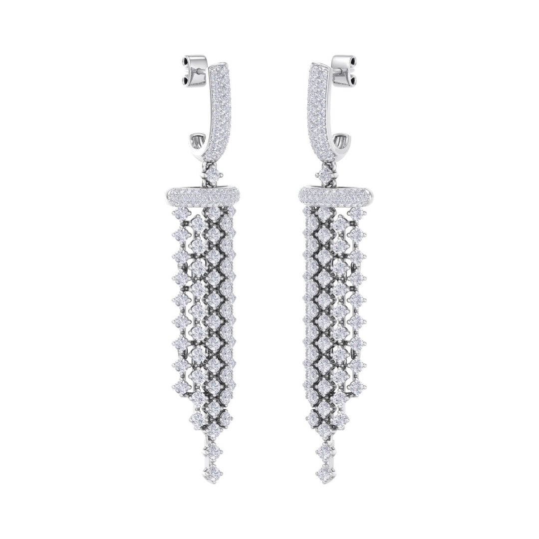 Chandelier earrings in white gold with white diamonds 4.48 ct in weight