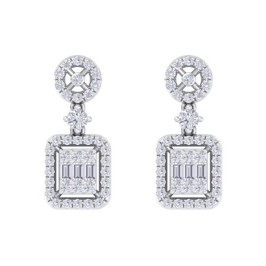 Square drop earrings in yellow gold with white diamonds of 0.61 ct in weight - HER DIAMONDS®