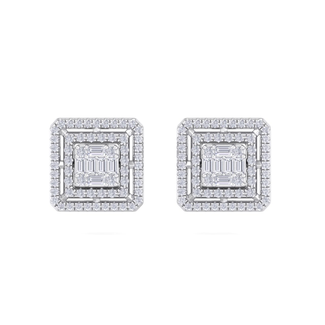 Square stud earrings in white gold with white diamonds of 0.71 ct in weight - HER DIAMONDS®