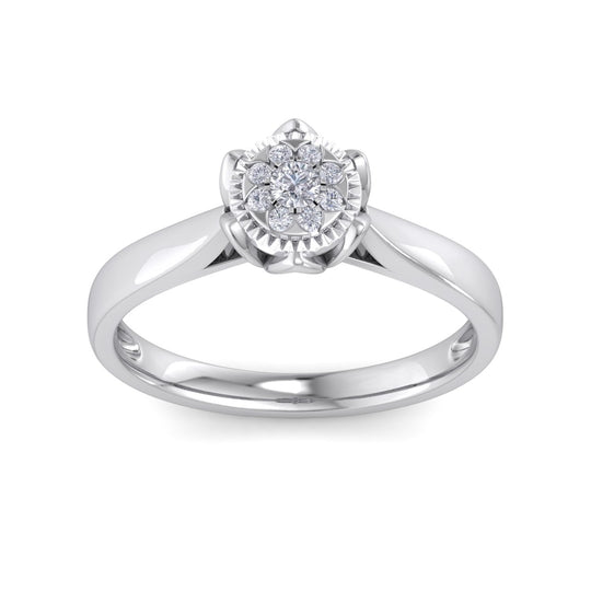 Ring in rose gold with white diamonds of 0.14 ct in weight in a crown setting