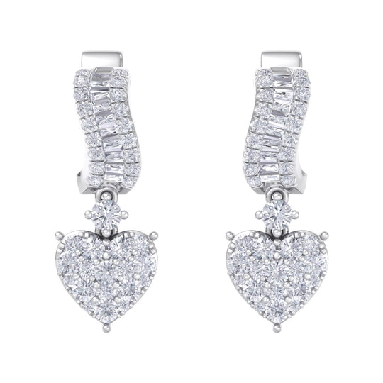 Drop earrings in yellow gold with white diamonds of 1.09 ct in weight