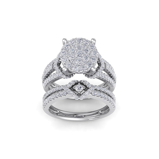 Spectacular bridal set in white gold with white diamonds of 1.70 ct in weight