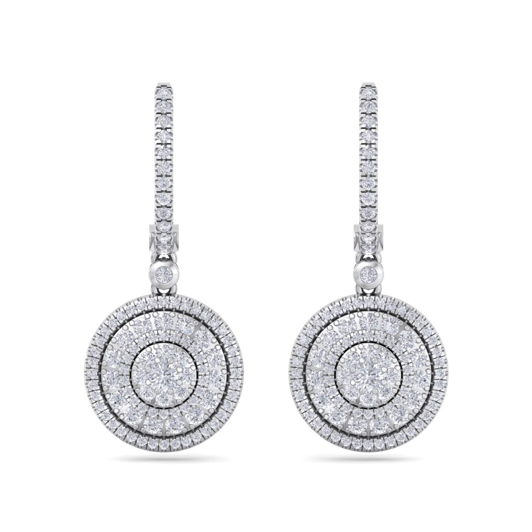 Round drop earrings in white gold with white diamonds of 1.45 ct in weight - HER DIAMONDS®