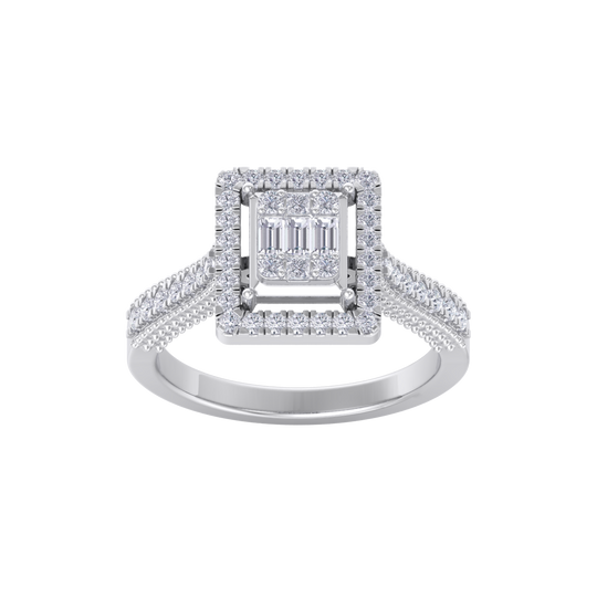 Square ring in white gold with white diamonds of 0.44 ct in weight