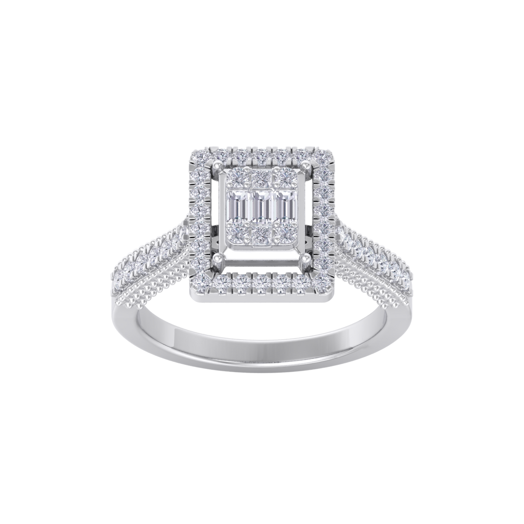 Square ring in yellow gold with white diamonds of 0.44 ct in weight