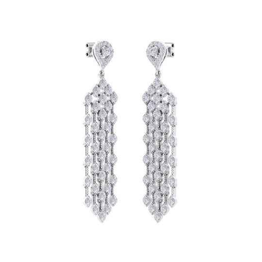 Chandelier earrings in rose gold with white diamonds of 4.09 ct in weight