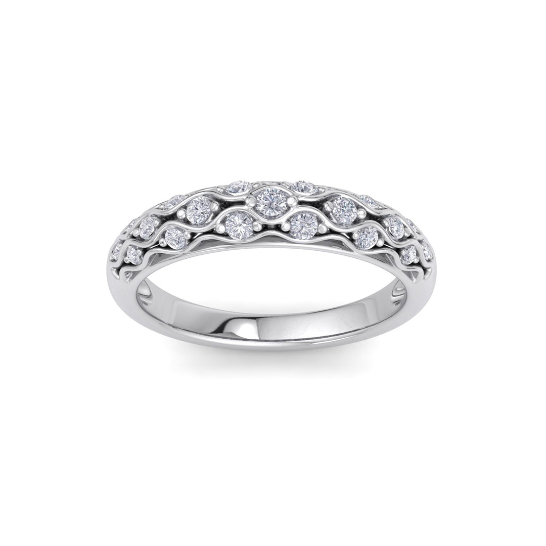 Petite rolled pavé ring in white gold with white diamonds of 0.29 ct in weight