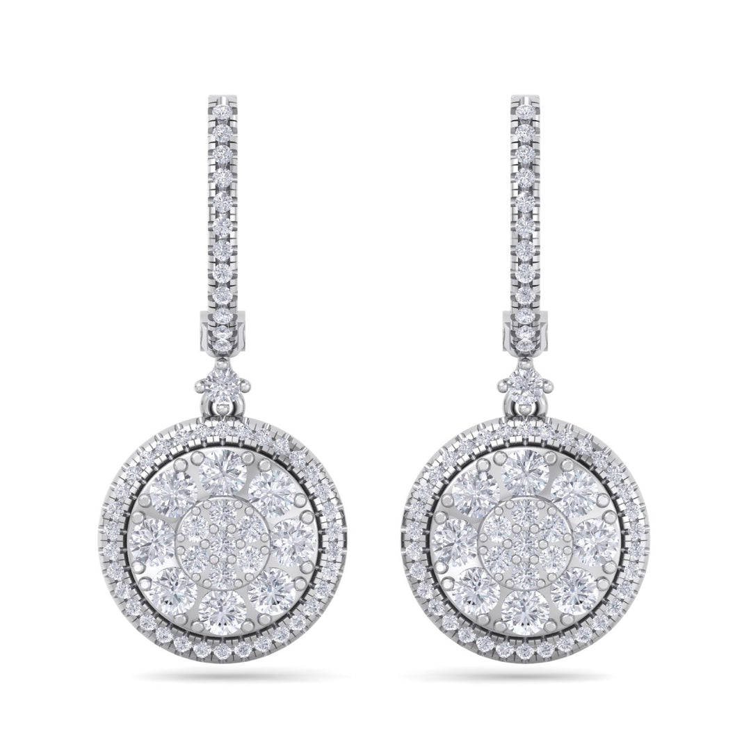 Round earrings in yellow gold with white diamonds of 1.83 ct in weight - HER DIAMONDS®