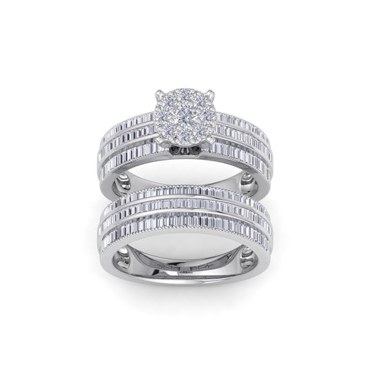 Bridal ring set in white gold with white diamonds of 1.35 ct in weight