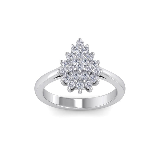 Pear diamond ring in white gold with white diamonds of 0.59 ct in weight