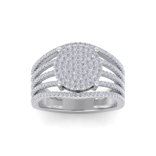 Round multi-band ring in white gold with white diamonds of 0.71 ct in weight