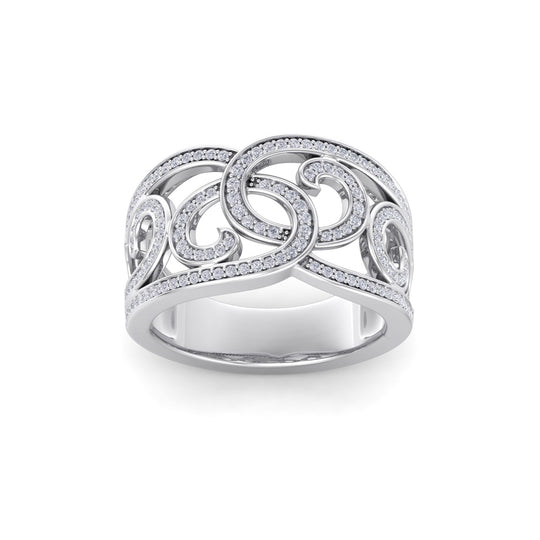 Wide ring in white gold with white diamonds of 0.41 ct in weight