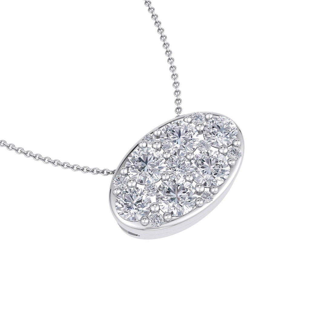 Oval shape pendant in yellow gold with white diamonds of 0.80 ct in weight - HER DIAMONDS®