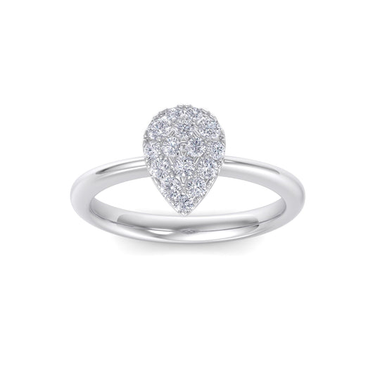 Pear shaped ring in white gold with white diamonds of 0.40 ct in weight