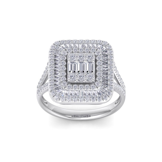 Square ring in rose gold with white diamonds of 1.00 ct in weight