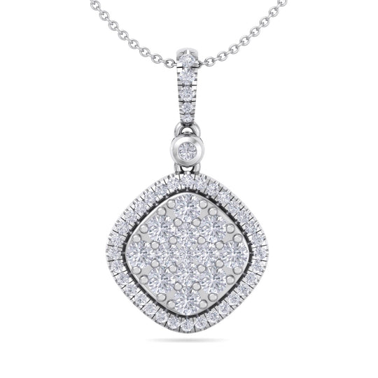 Square pendant in white gold with white diamonds of 0.74 ct in weight - HER DIAMONDS®